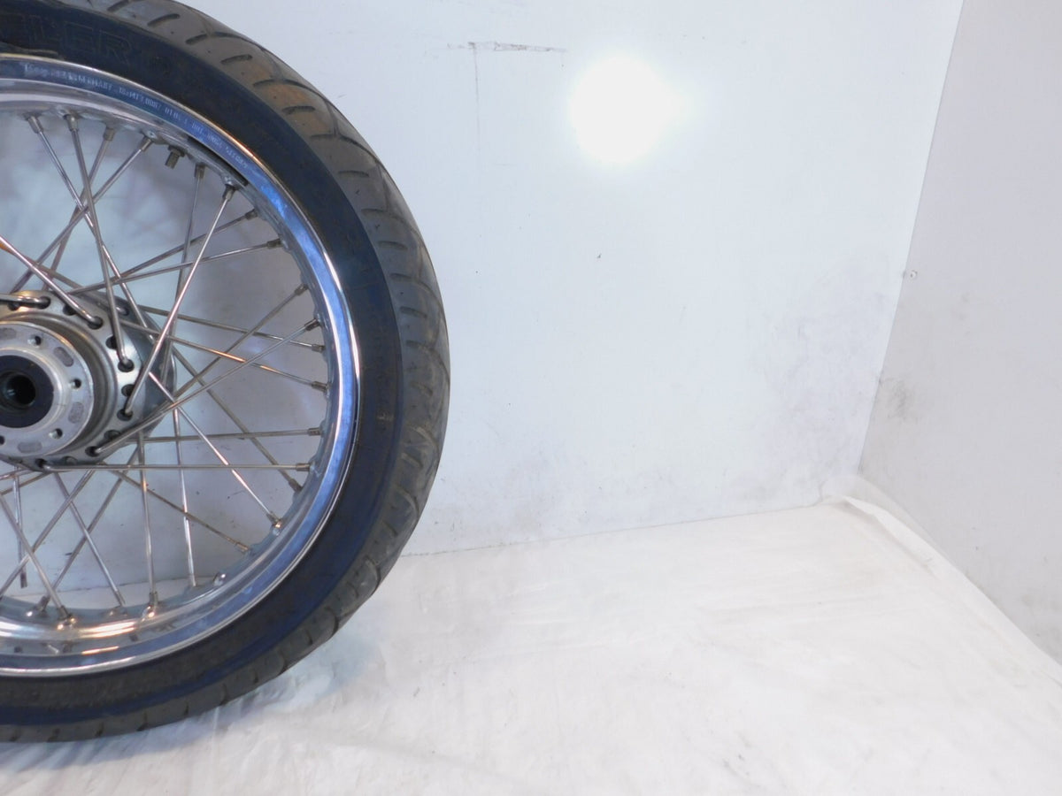 Bent 2004-2006 Victory Kingpin Laced Front Wheel Rim & Tire 18"x3.00" For Repair - C3 Cycle