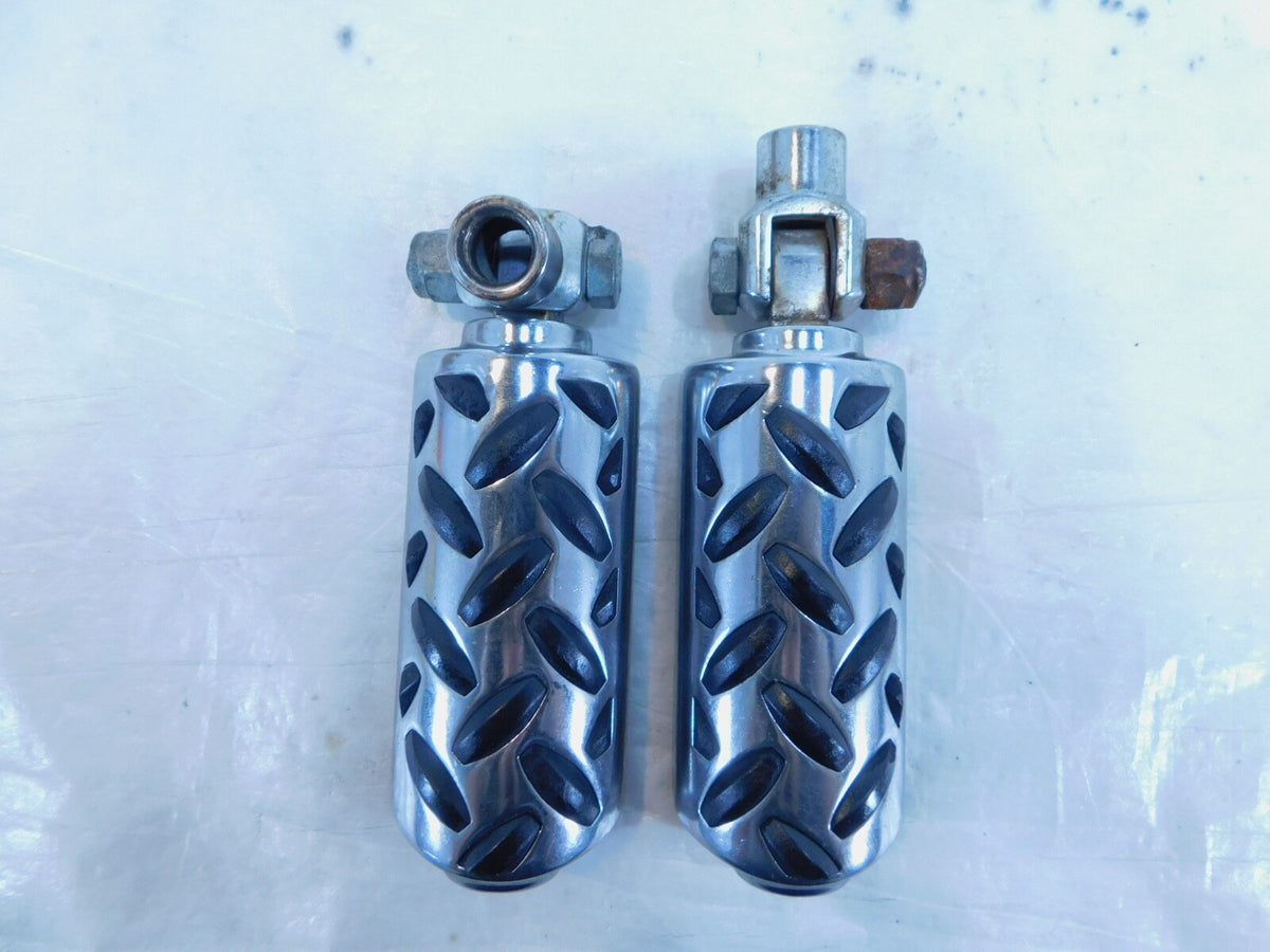 Harley Touring FXR Dyna Sportster & Softail Black & Chrome Footpegs Footrests - C3 Cycle