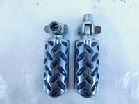 Harley Touring FXR Dyna Sportster & Softail Black & Chrome Footpegs Footrests - C3 Cycle