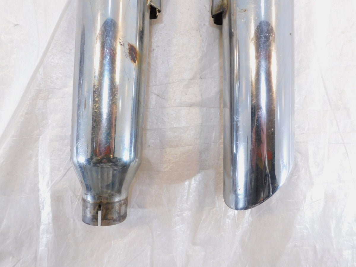 2009 Harley Davidson Dyna FXDB Street Bob Pair Chrome Exhaust Pipe Mufflers - C3 Cycle