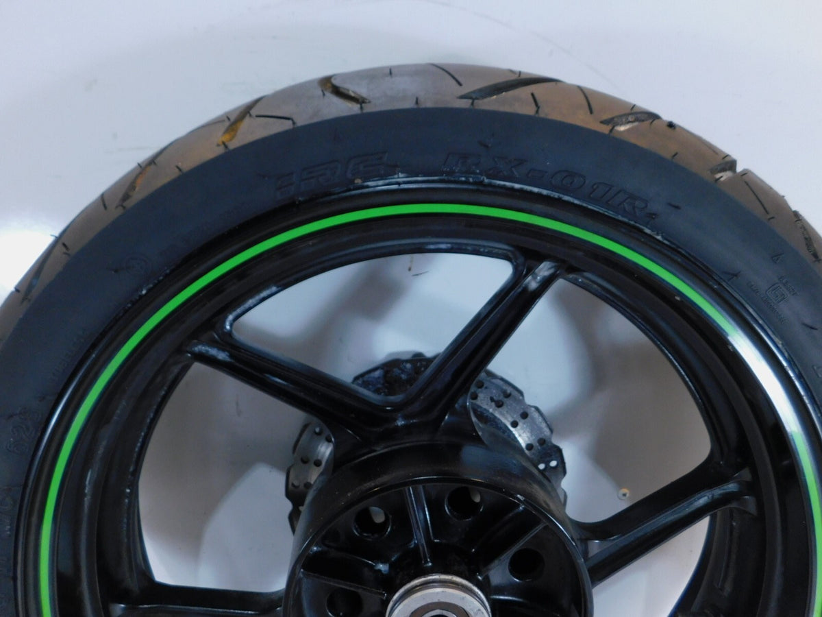 2008 2009 2010 Kawasaki Ninja 250R EX250 Black/Green Rear Wheel Rim 17x3.5 -Bent