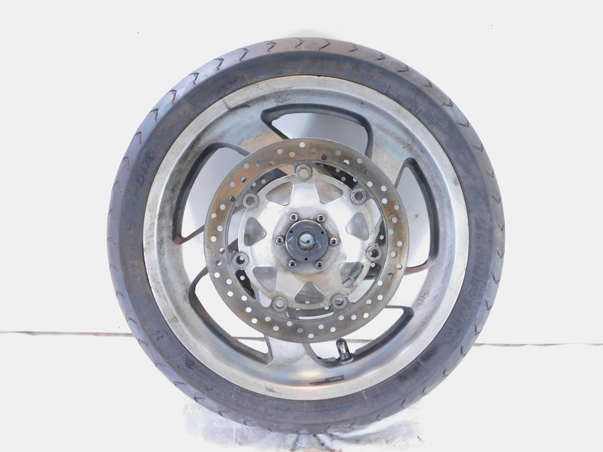 Honda GL1800 Goldwing 1800 Silver Cast 5 Front Wheel Rotors Rim & Tire - Crack - C3 Cycle