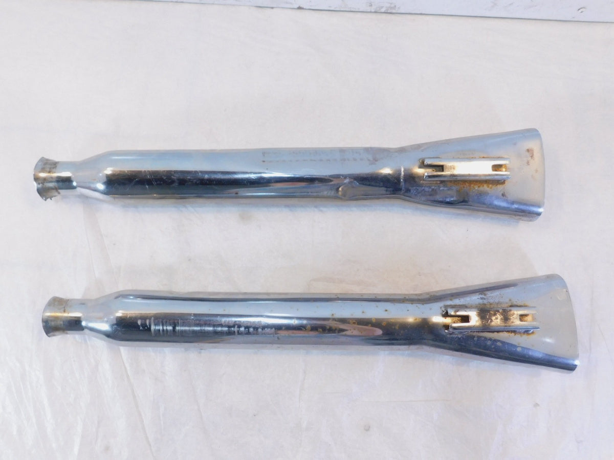 Harley Road King Electra Glide Chrome Left & Right Exhaust Pipe Mufflers - Dents - C3 Cycle