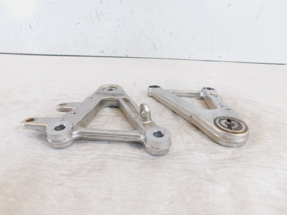 2000-2003 Aprilia SL1000 Falco Front Silver Left/Right Footrest Foot Peg Mounts - C3 Cycle