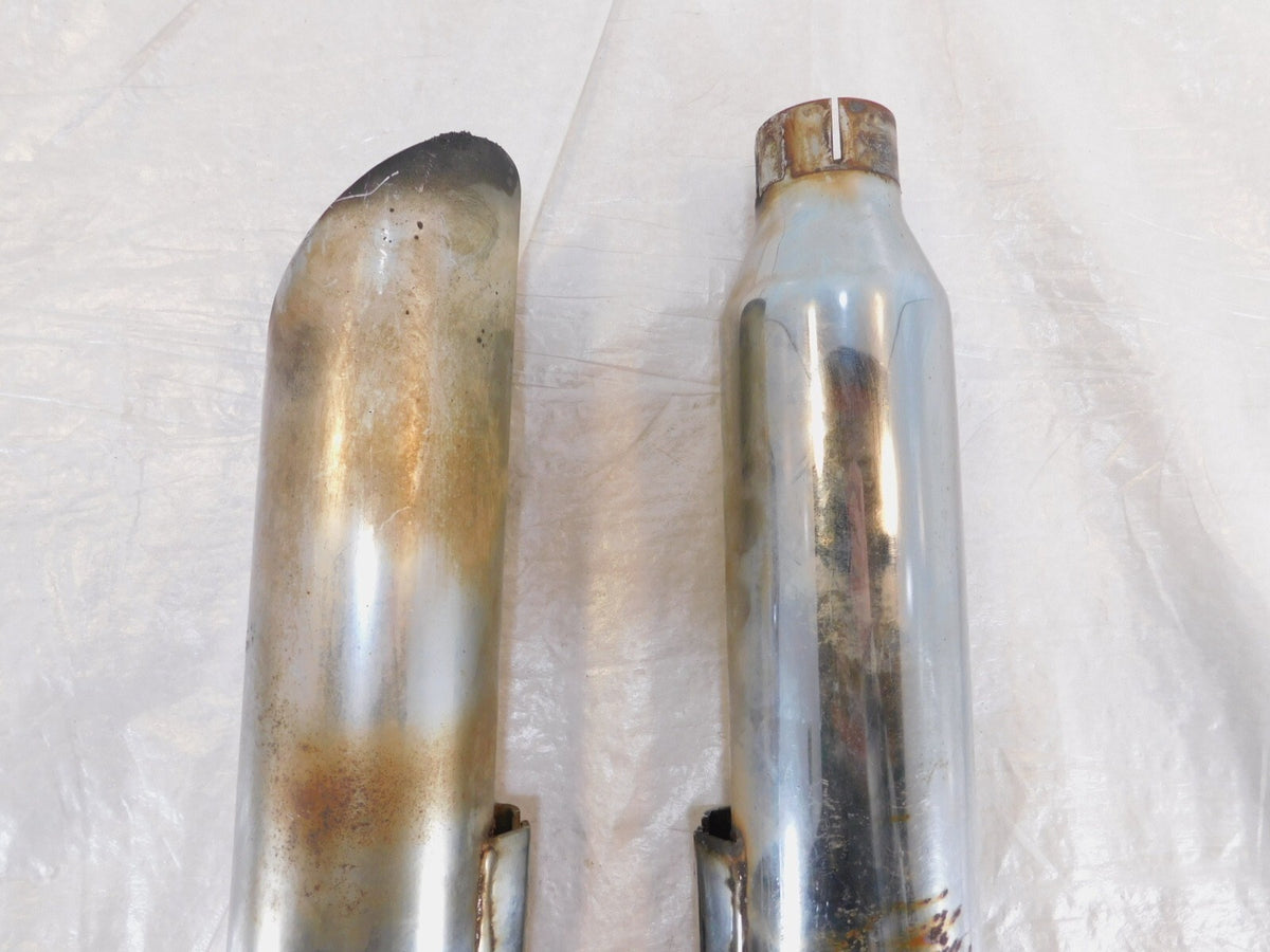 2009 Harley Davidson Dyna FXDB Street Bob Pair Chrome Exhaust Pipe Mufflers - C3 Cycle