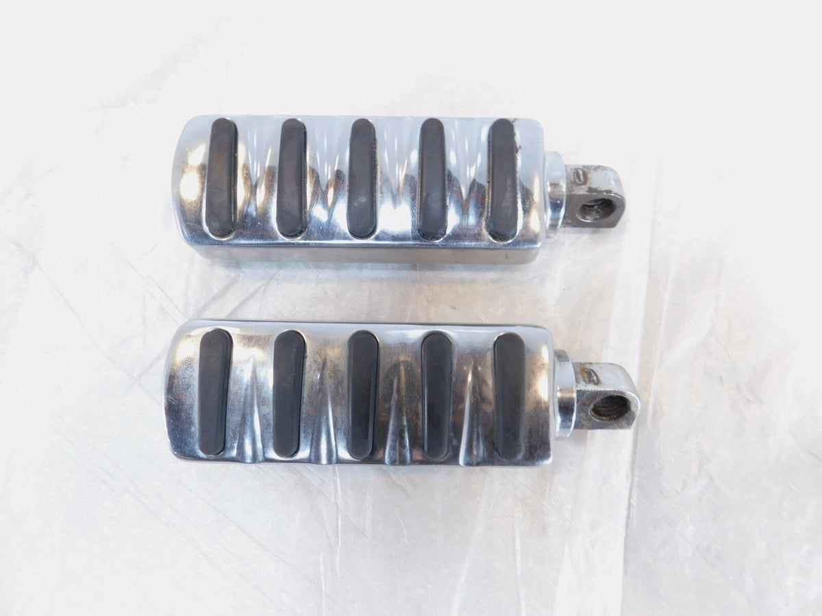 Harley Touring FXR Dyna Sportster & Softail Chrome & Rubber Footpegs Footrests - C3 Cycle