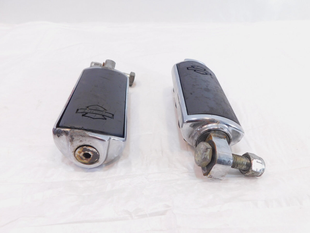Harley Touring FXR Dyna Sportster & Softail Black & Chrome Footpegs Footrests - C3 Cycle