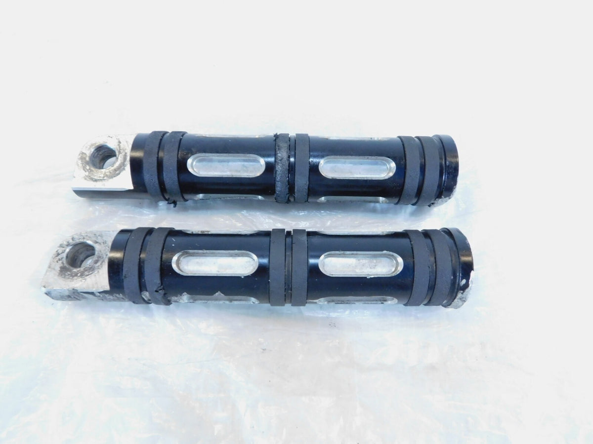 Harley Davidson FXR Dyna Sportster & Softail Black "Edge Cut" Footpegs Footrests - C3 Cycle