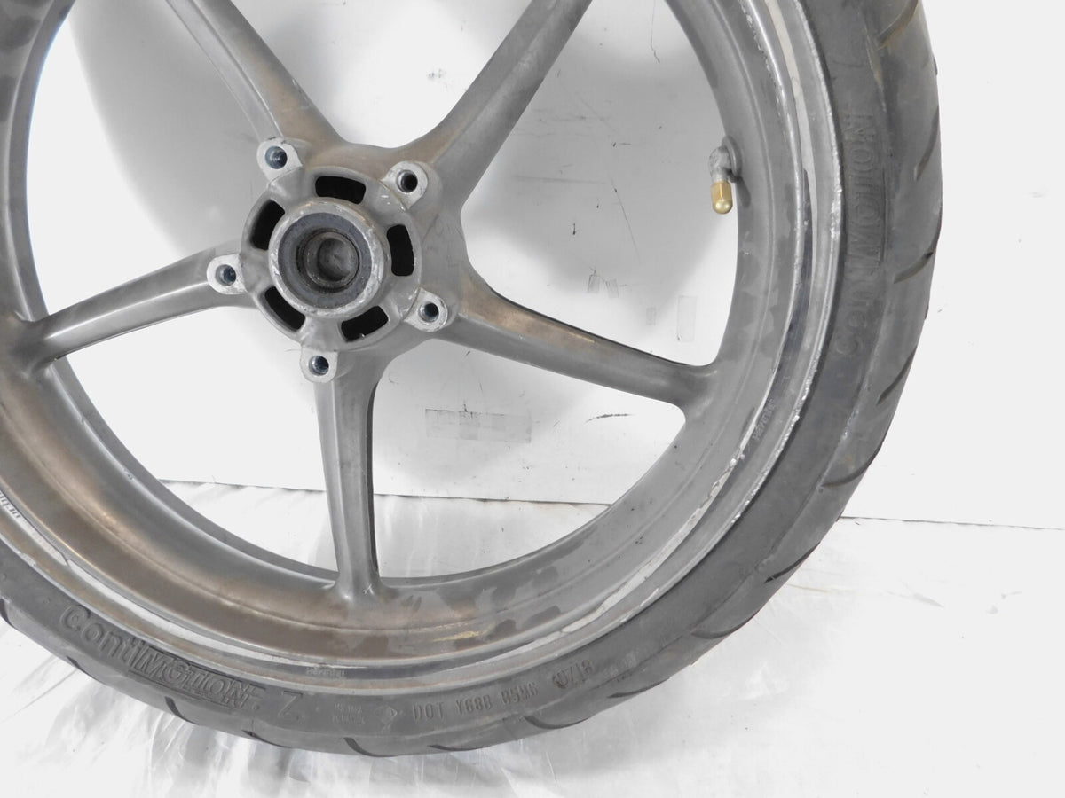2006-2016 Triumph Daytona 675 Spoked Front Wheel Rim & Tire 3.5" x 17" - Cracked - C3 Cycle