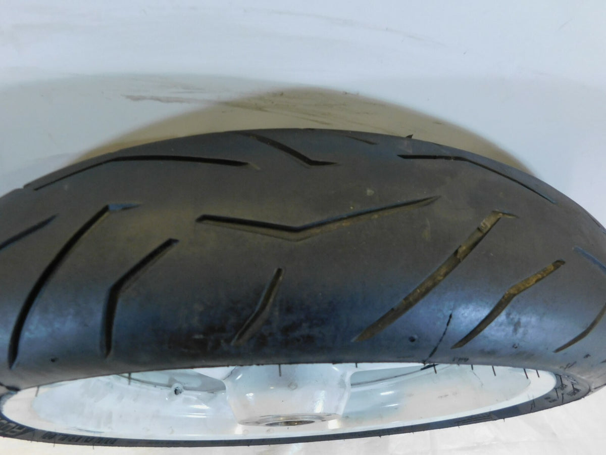 1995 & 1996 Buell M2 Thunderbolt Marchesini White Front Wheel Rim & Tire - Crack - C3 Cycle