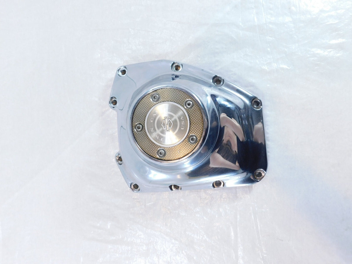 Harley Twin Cam Touring Softail Dyna Chrome Logo Right Engine Cam Gear Cover - C3 Cycle
