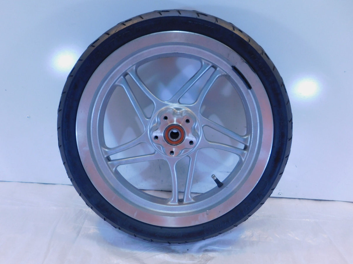 2000 Victory V92 Sport Cruiser Silver 5 Spoke Cast Front Wheel Rim & Tire - C3 Cycle