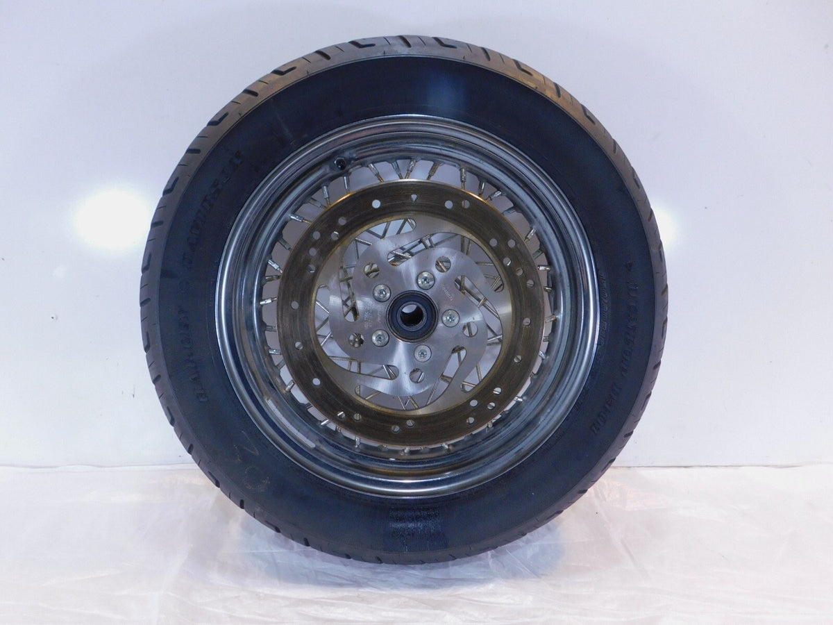Harley Davidson Sportster 883 & 1200 Laced Rear Wheel Rim & Tire & Rotor - Bent - C3 Cycle