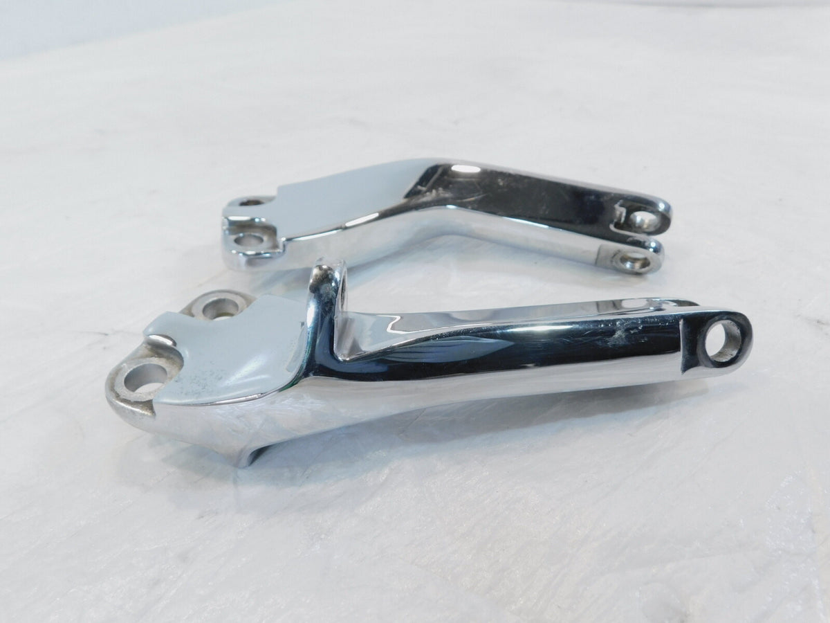 Pair Harley Dyna Wide Glide Street Bob Chrome Rear Passenger Footpeg Brackets - C3 Cycle