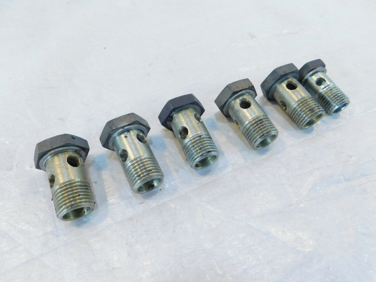 95-97 BMW R1100RT Engine Motor Oil Cooler Thermostat Pipe Hollow Banjo Bolt Lot - C3 Cycle