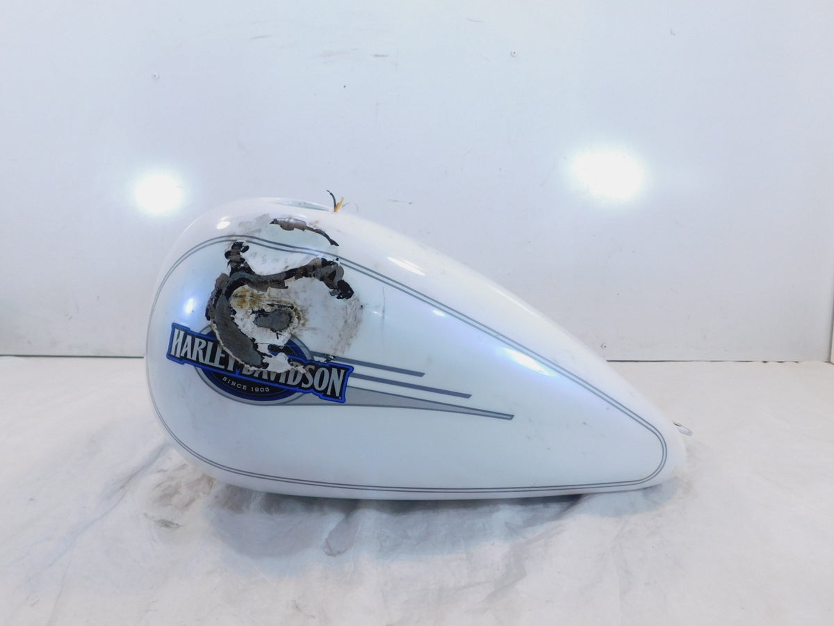 Harley Davidson Softail Heritage Classic & Fat Boy White Fuel Gas Tank - Dented - C3 Cycle