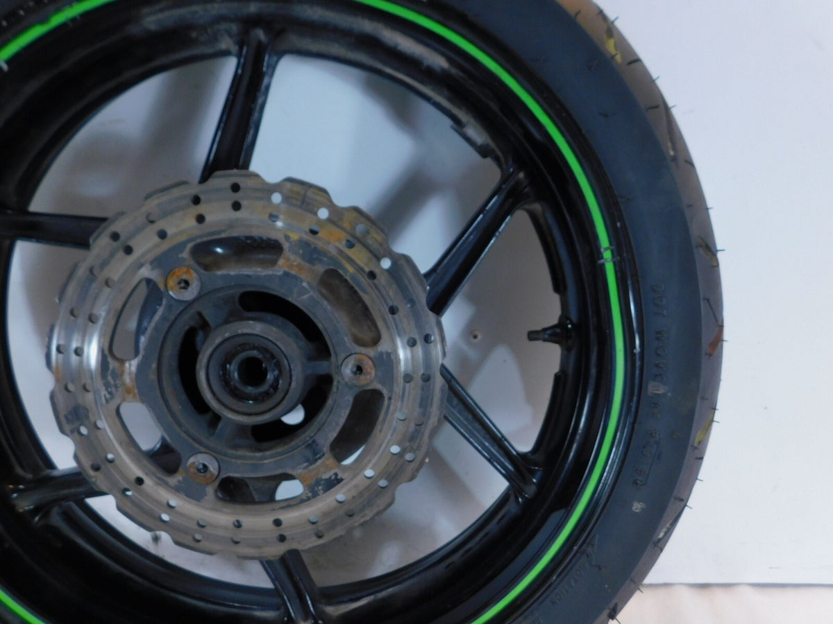 2008 2009 2010 Kawasaki Ninja 250R EX250 Black/Green Rear Wheel Rim 17x3.5 -Bent