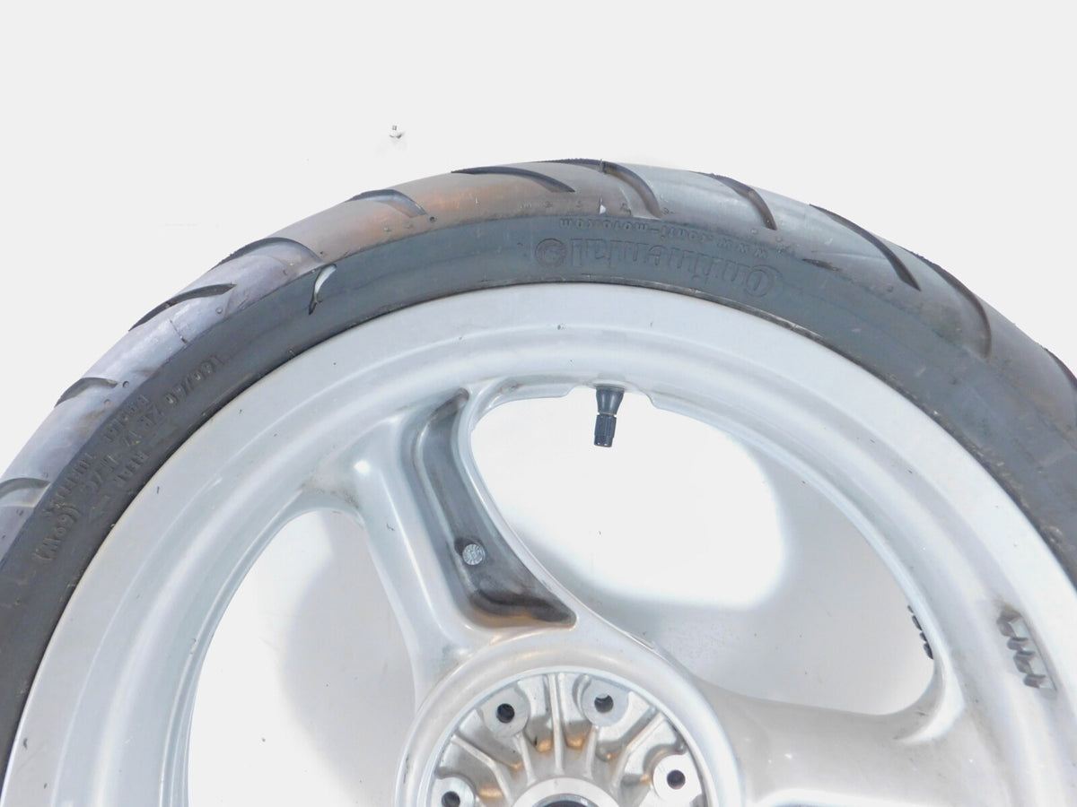 2002 MZ Skorpion Tour MZ660 660cc Cast Silver Rear Wheel Rim 17"x4" -Bent - C3 Cycle