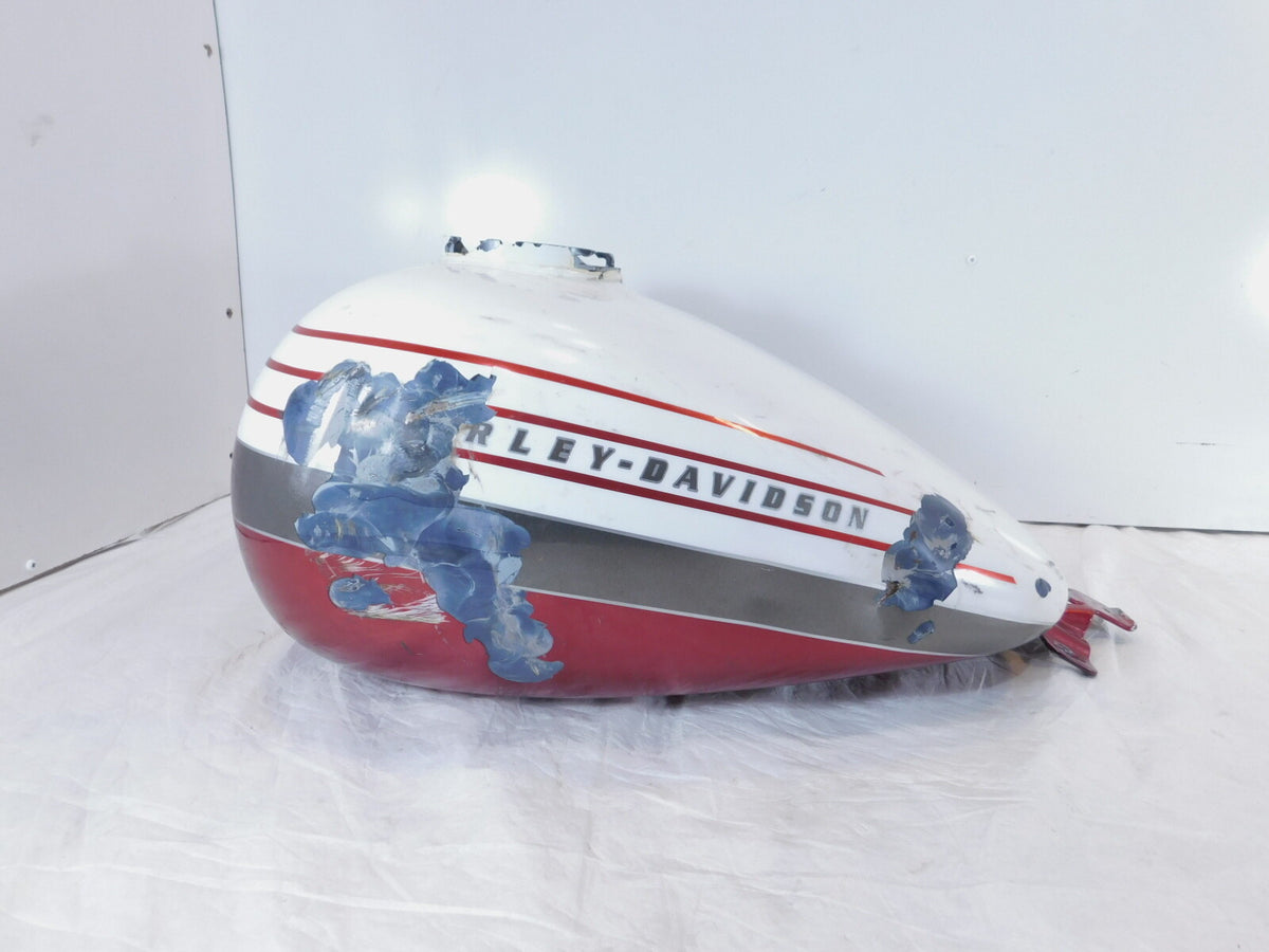 Harley Davidson Road Street & Electra Glide White Fuel Gas Petrol Tank - Dented - C3 Cycle