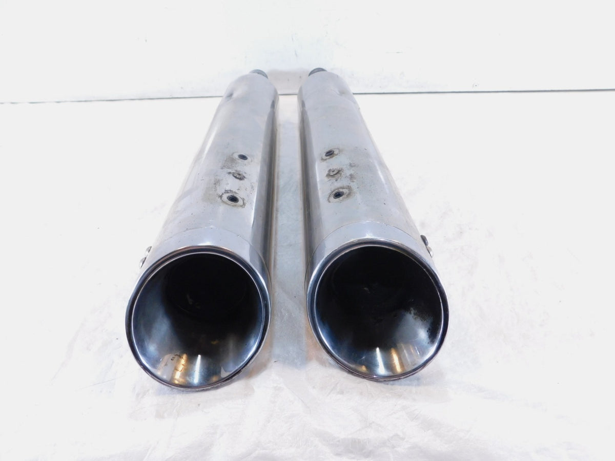 Pair Harley Davidson Road King Electra Glide Chrome Bub Slip On Exhaust Mufflers - C3 Cycle