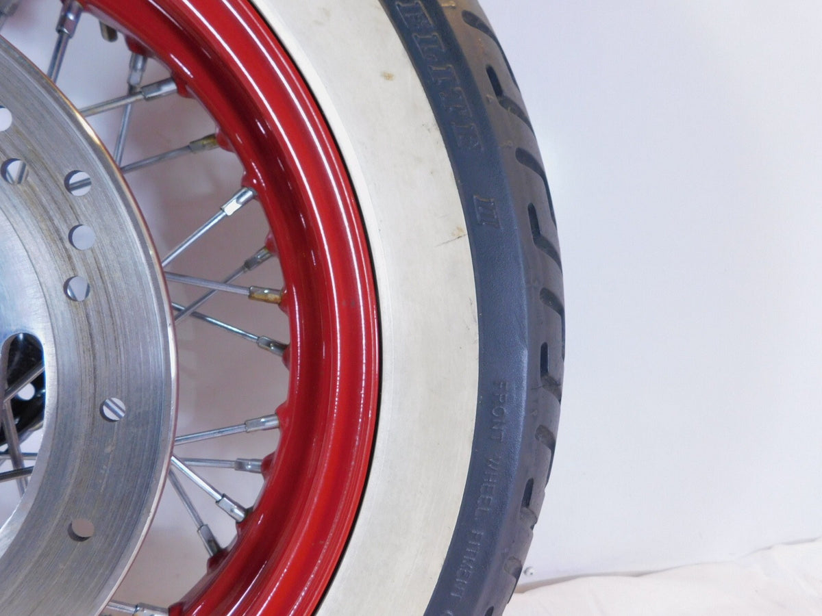 Harley Davidson Softail Heritage Classic Deluxe Spoked Front Wheel Red Rim Tire - C3 Cycle