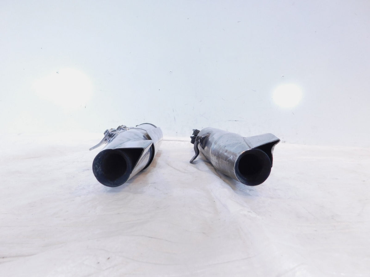 Harley Softail Heritage Classic Fishtail Chrome Front Rear Exhaust Pipe Mufflers - C3 Cycle