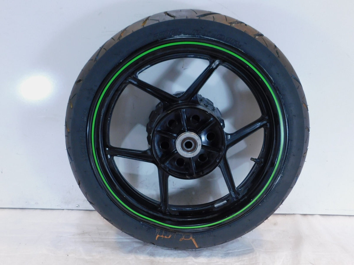 2008 2009 2010 Kawasaki Ninja 250R EX250 Black/Green Rear Wheel Rim 17x3.5 -Bent