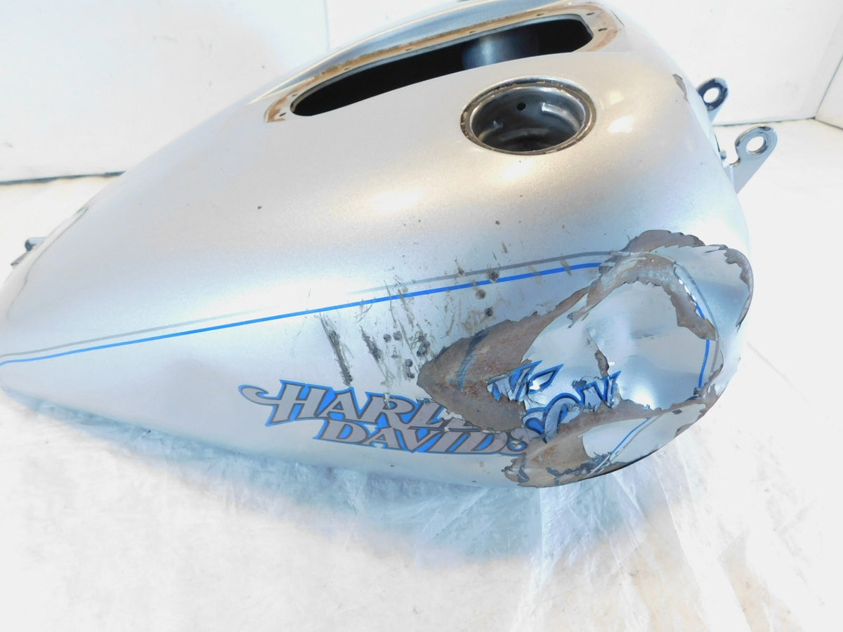 2004-2005 Harley Davidson Dyna Low Rider FXDL Silver Fuel Petrol Tank- Dents - C3 Cycle
