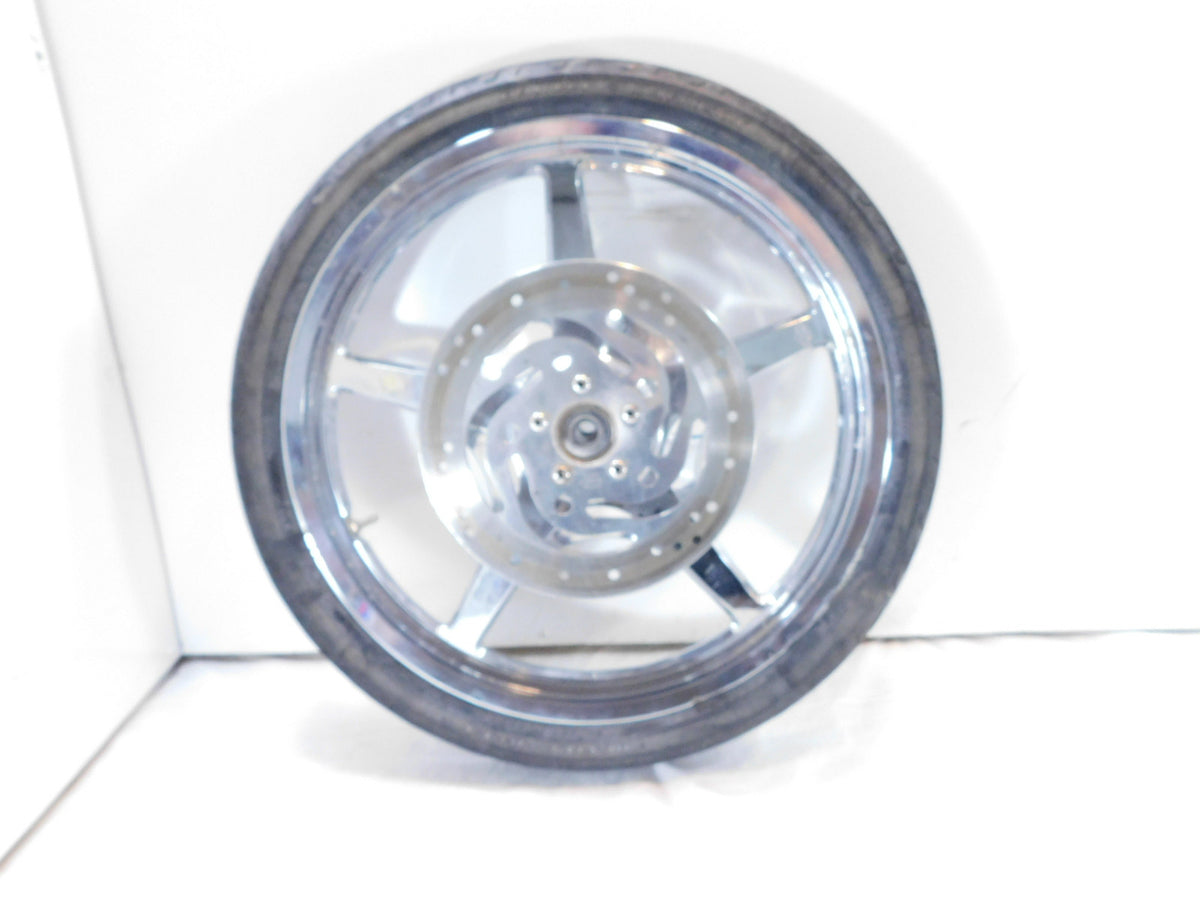 Harley Davidson Softail Deuce Thunderstar Chrome Front Wheel Rim & Tire - Bent - C3 Cycle