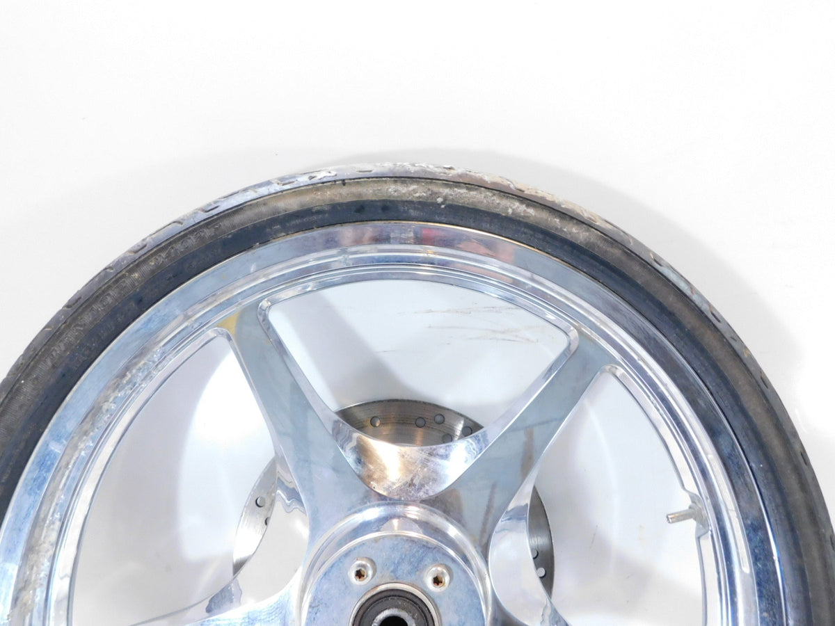 Harley Davidson Softail Deuce Thunderstar Chrome Front Wheel Rim & Tire - Bent - C3 Cycle