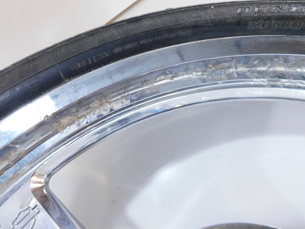Harley Davidson Softail Deuce Thunderstar Chrome Front Wheel Rim & Tire - Bent - C3 Cycle