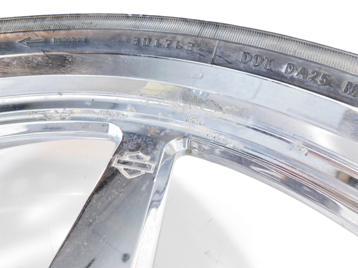 Harley Davidson Softail Deuce Thunderstar Chrome Front Wheel Rim & Tire - Bent - C3 Cycle