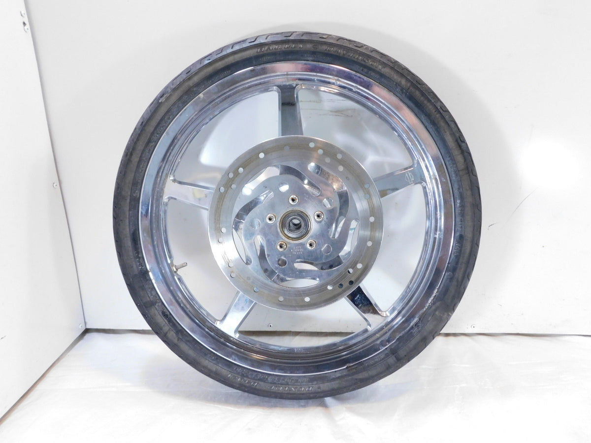 Harley Davidson Softail Deuce Thunderstar Chrome Front Wheel Rim & Tire - Bent - C3 Cycle