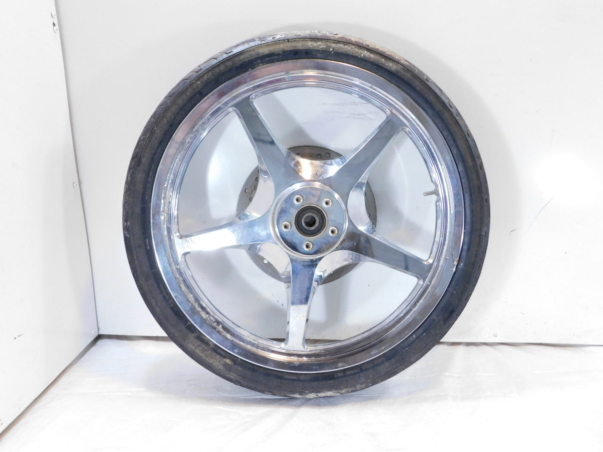 Harley Davidson Softail Deuce Thunderstar Chrome Front Wheel Rim & Tire - Bent - C3 Cycle