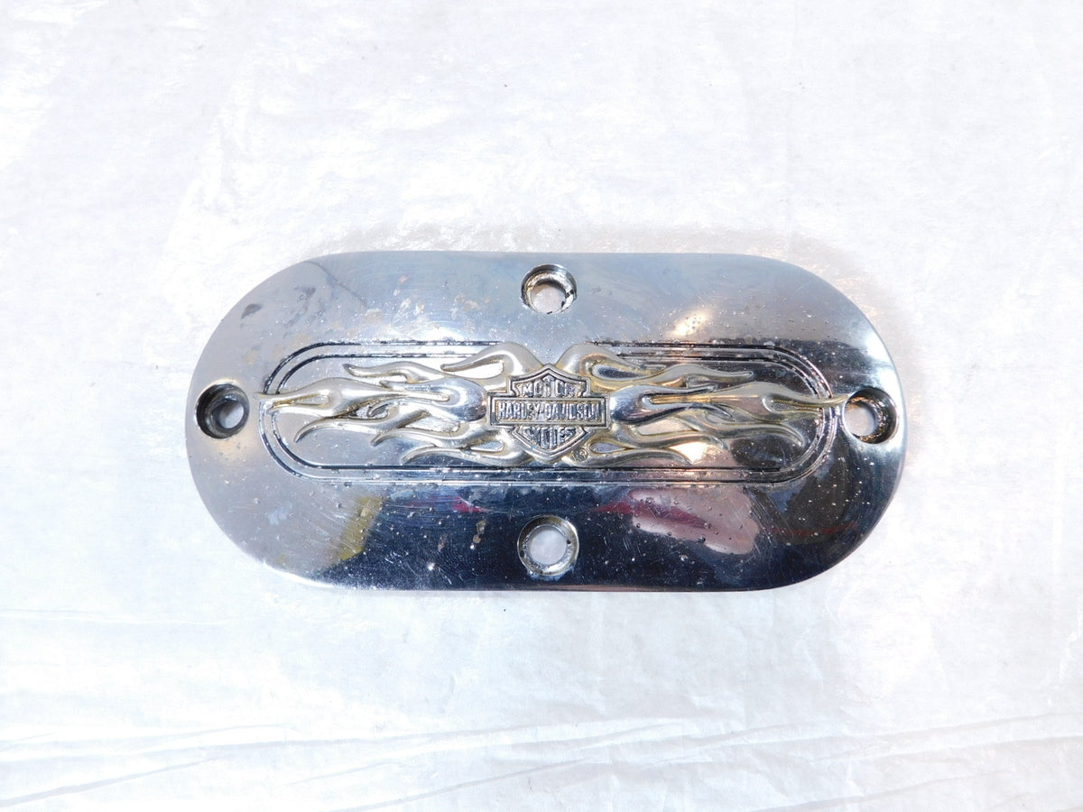 Harley Davidson Dyna Wide Glide & Softail Flames Primary Chain Inspection Cover - C3 Cycle