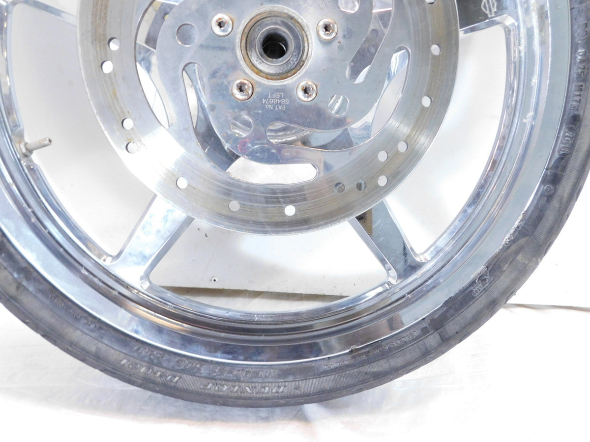 Harley Davidson Softail Deuce Thunderstar Chrome Front Wheel Rim & Tire - Bent - C3 Cycle