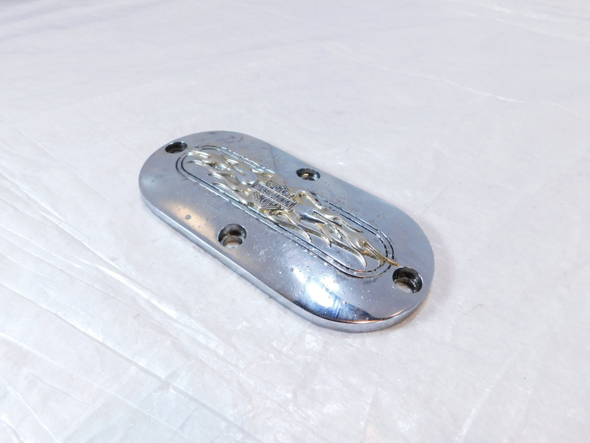 Harley Davidson Dyna Wide Glide & Softail Flames Primary Chain Inspection Cover - C3 Cycle