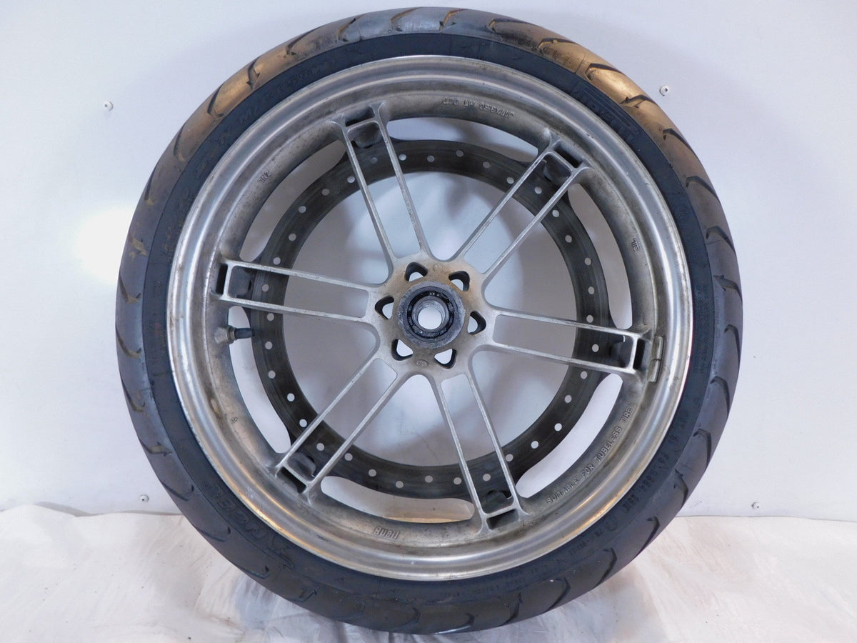 Buell XB XB9R XB12R Firebolt & Lightning Silver Front Wheel Rim Rotor & Tire - C3 Cycle