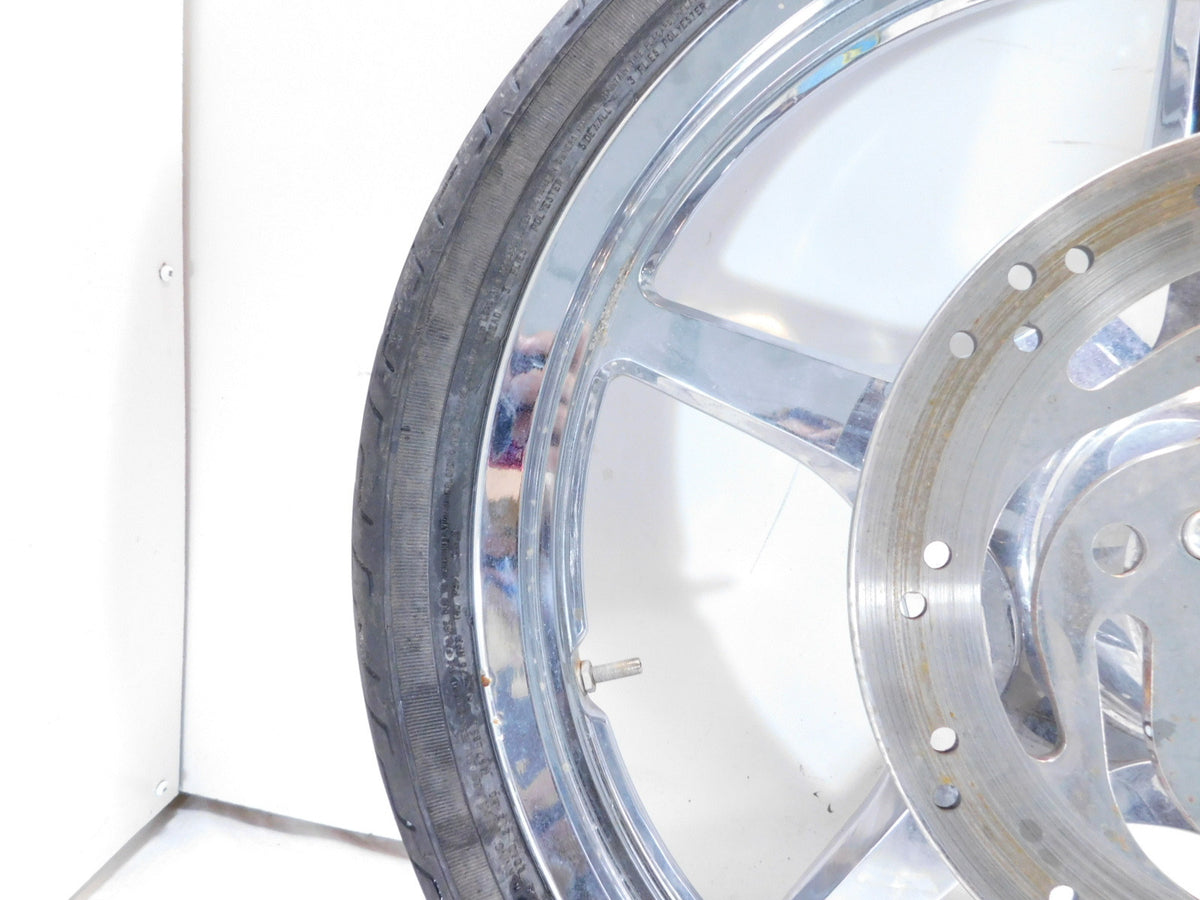 Harley Davidson Softail Deuce Thunderstar Chrome Front Wheel Rim & Tire - Bent - C3 Cycle