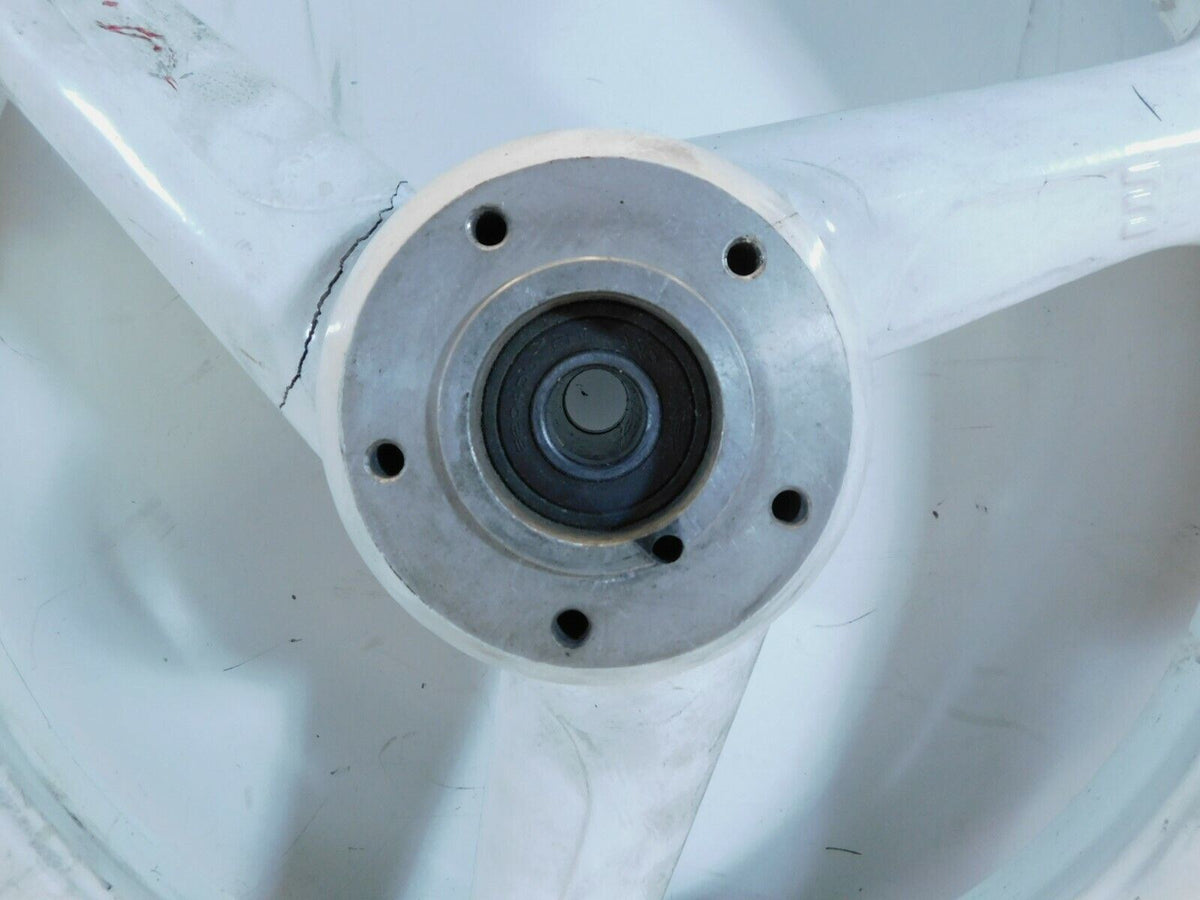 1995 & 1996 Buell M2 Thunderbolt Marchesini White Front Wheel Rim & Tire - Crack