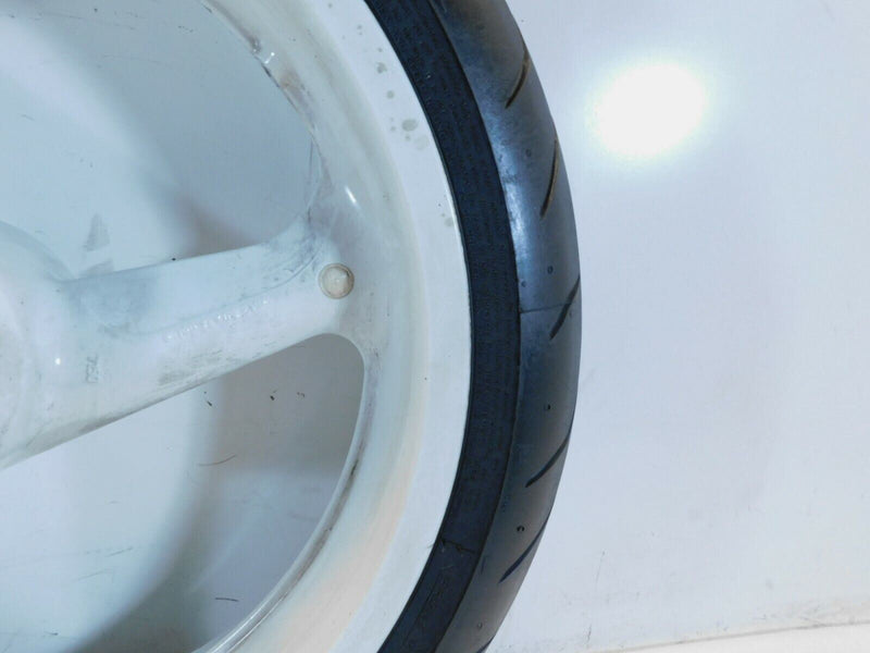 1995 & 1996 Buell M2 Thunderbolt Marchesini White Front Wheel Rim & Tire - Crack