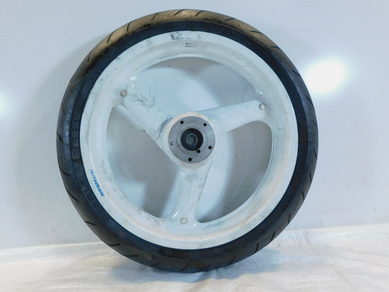 1995 & 1996 Buell M2 Thunderbolt Marchesini White Front Wheel Rim & Tire - Crack