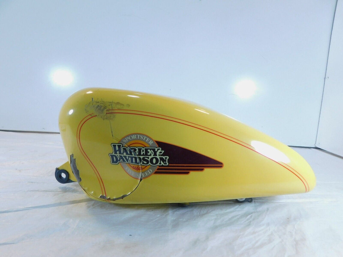 93-94 Harley Davidson Sportster 883 & 1200 Yellow Fuel Gas Tank Assembly - DENTS