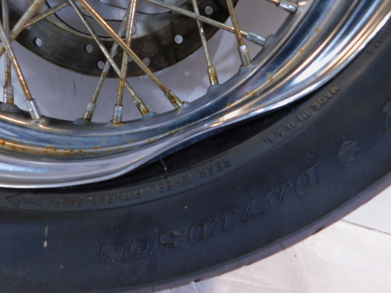 Harley Davidson Sportster 883 & 1200 Laced Rear Wheel Rim & Tire & Rotor - Bent